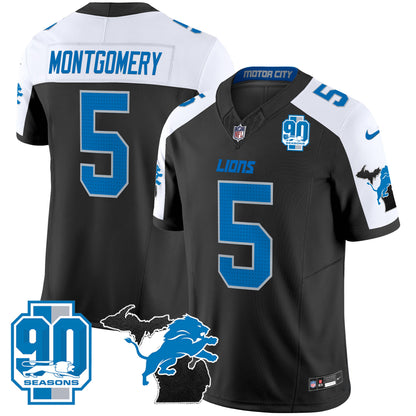 Detroit Lions 2024 Michigan & 90th Year Patch Vapor Jersey - All Stitched