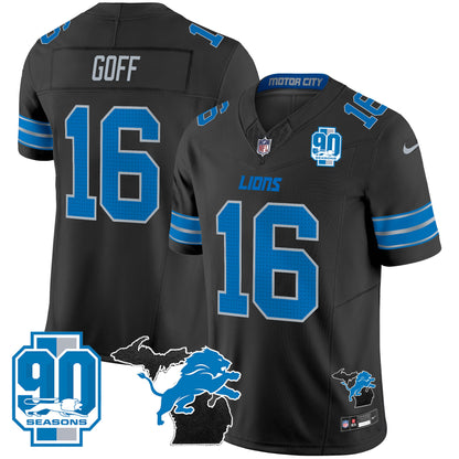 Detroit Lions 2024 Michigan & 90th Year Patch Vapor Jersey - All Stitched