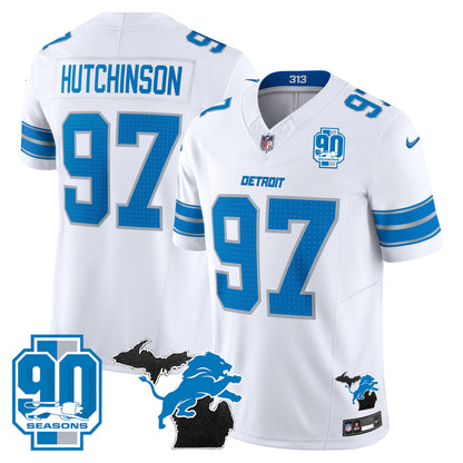 Detroit Lions 2024 Michigan & 90th Year Patch Vapor Jersey - All Stitched