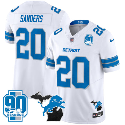 Detroit Lions 2024 Michigan & 90th Year Patch Vapor Jersey - All Stitched