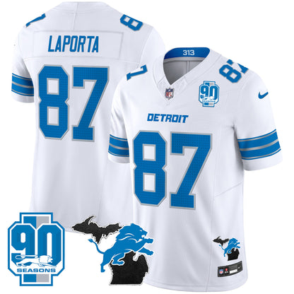 Detroit Lions 2024 Michigan & 90th Year Patch Vapor Jersey - All Stitched