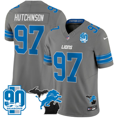 Detroit Lions 2024 Michigan & 90th Year Patch Vapor Jersey - All Stitched