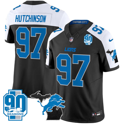 Detroit Lions 2024 Michigan & 90th Year Patch Vapor Jersey - All Stitched