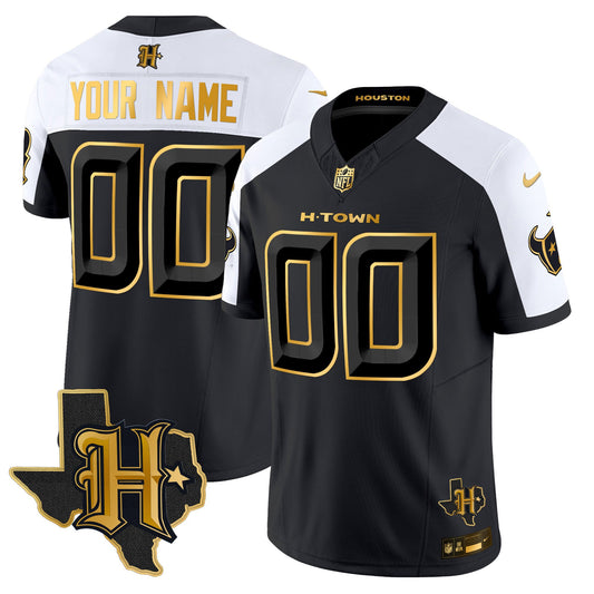 Houston Texans 2024 Texas Patch Gold Vapor Limited Custom Jersey - All Stitched