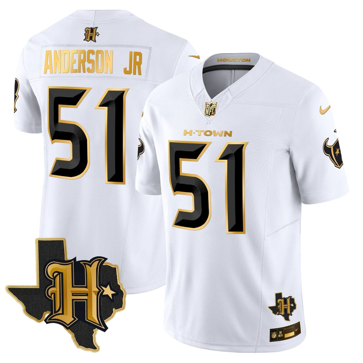 Houston Texans 2024 Texas Patch Gold Vapor Limited Jersey - All Stitched