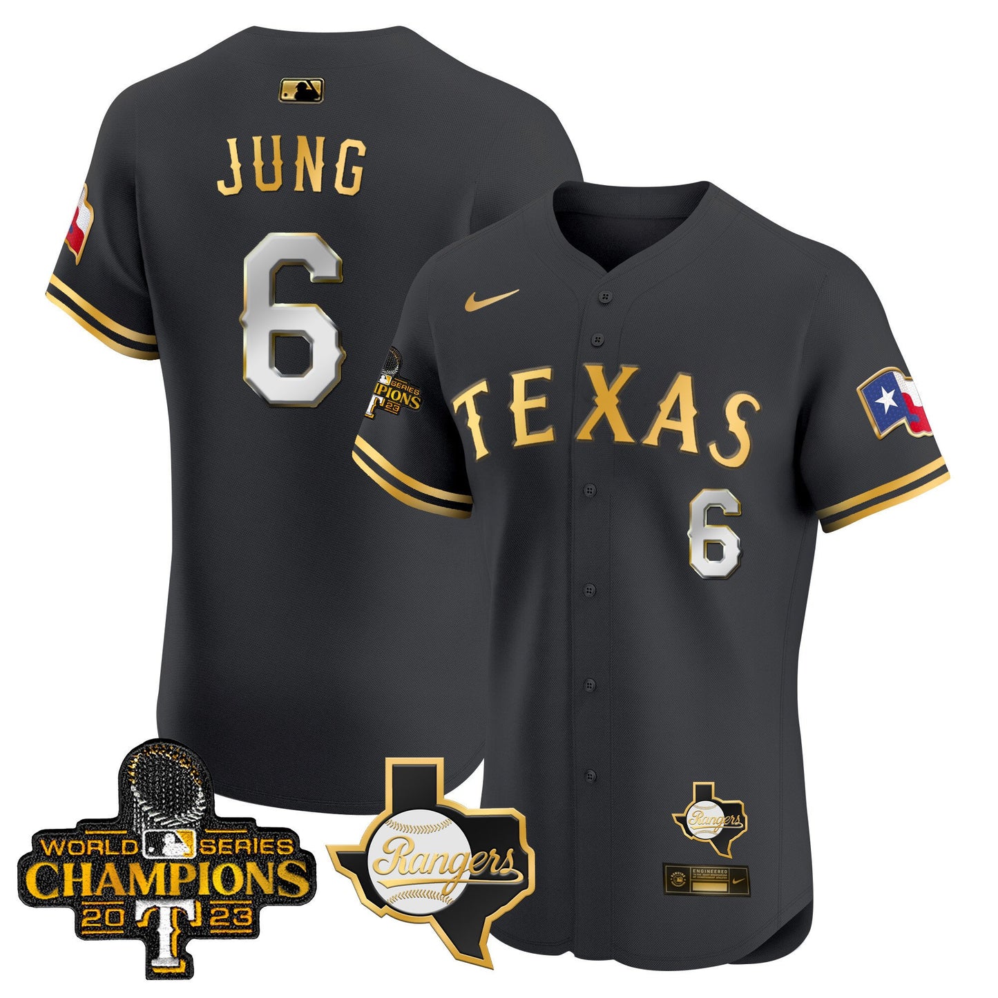 Texas Rangers World Series Champions Vapor Premier Elite Jersey V2 - All Stitched