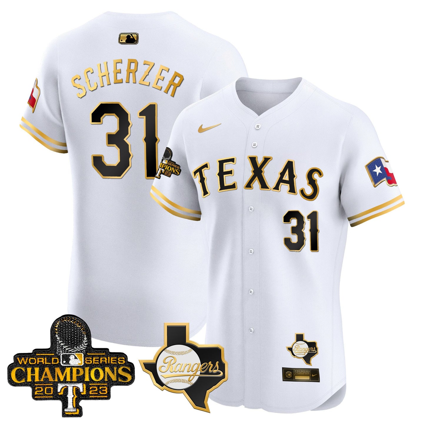 Texas Rangers World Series Champions Vapor Premier Elite Jersey V2 - All Stitched