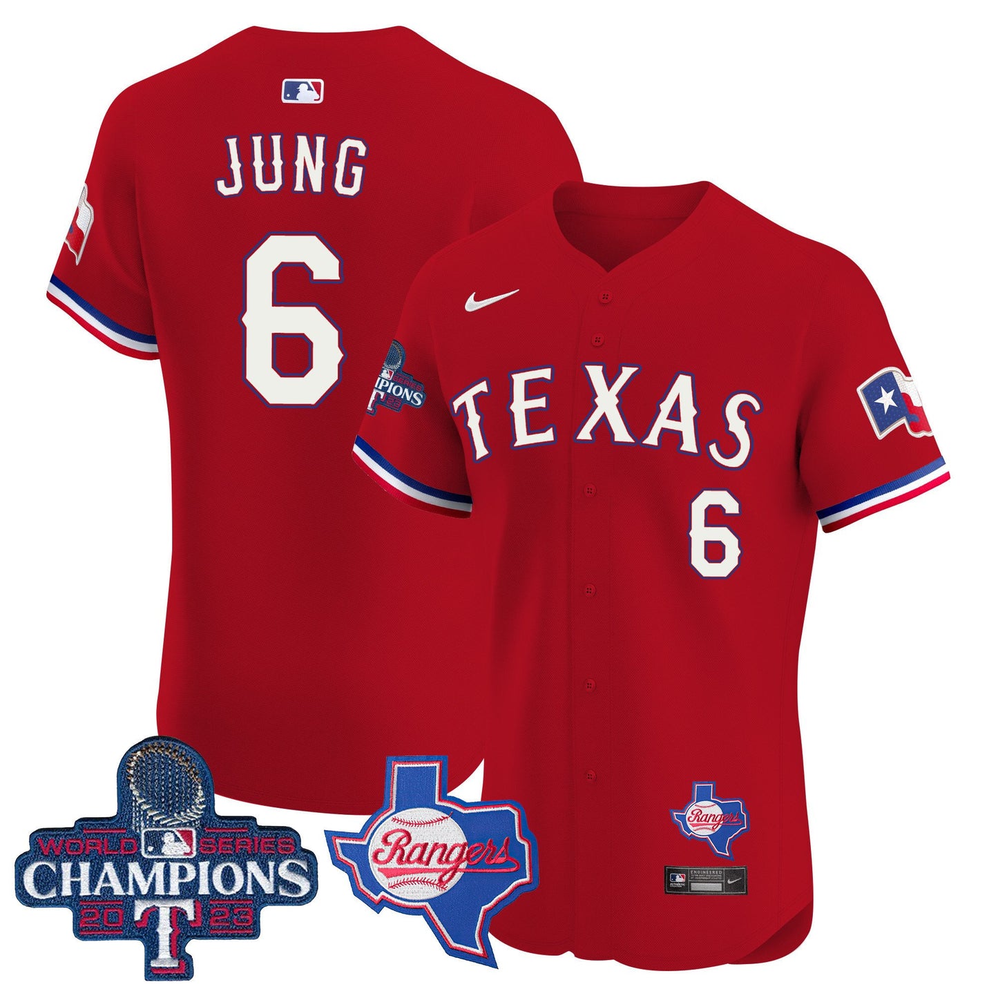 Texas Rangers World Series Champions Vapor Premier Elite Jersey V2 - All Stitched