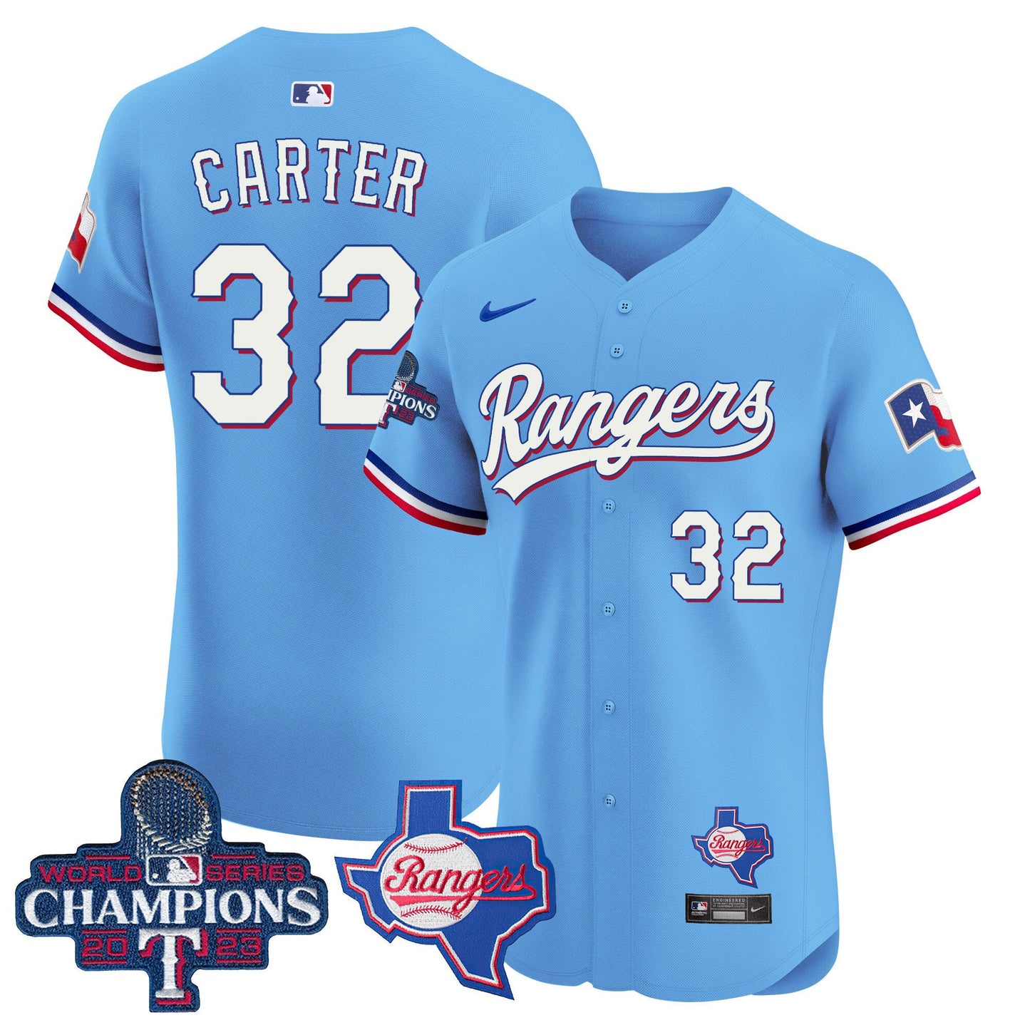 Texas Rangers World Series Champions Vapor Premier Elite Jersey V2 - All Stitched