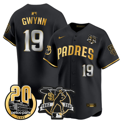 Padres Tony Gwynn & Petco Park 20th Patch Vapor Premier Limited Jersey ·All Stitched