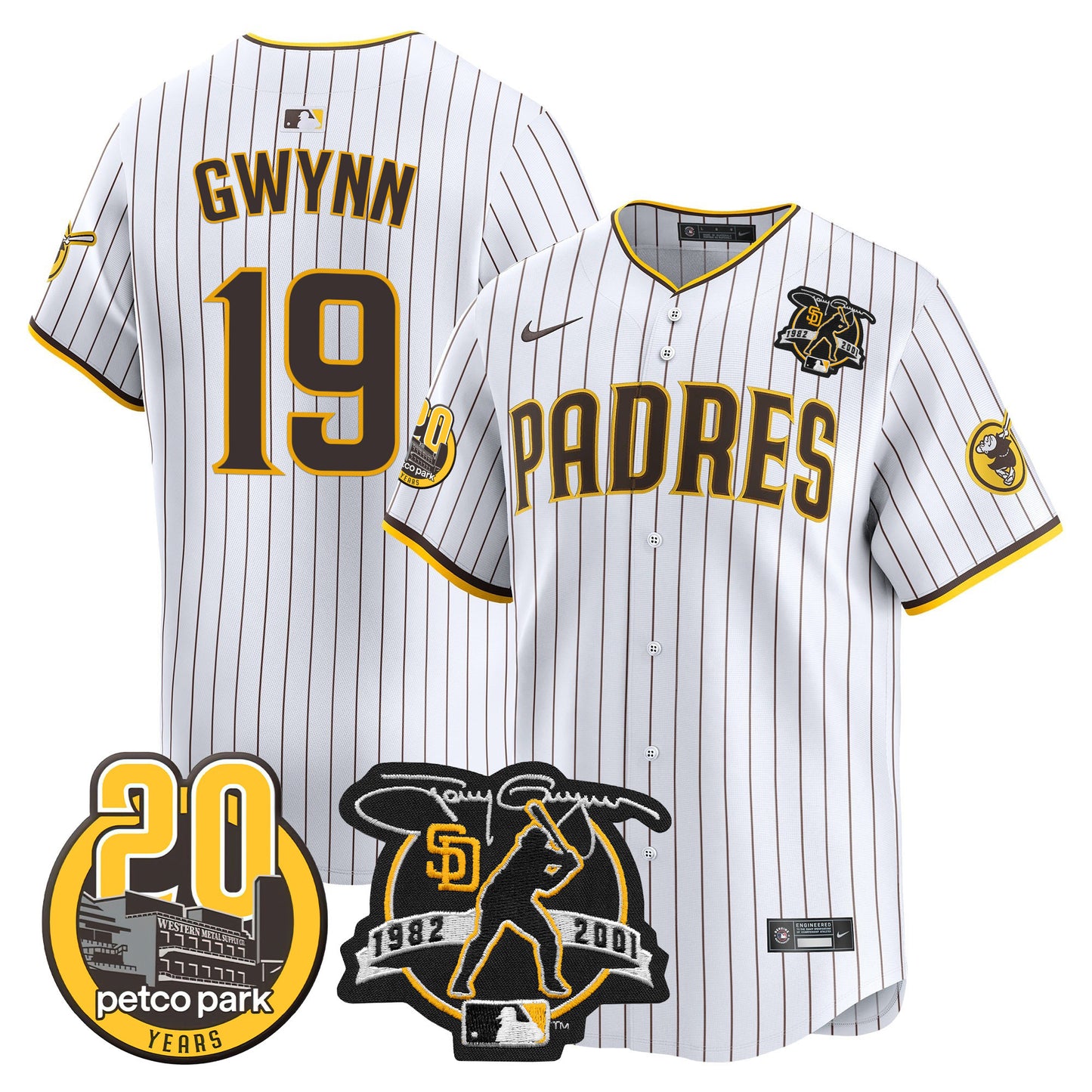 Padres Tony Gwynn & Petco Park 20th Patch Vapor Premier Limited Jersey ·All Stitched