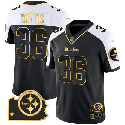 Steelers Home Patch Gold Vapor Jersey - All Stitched