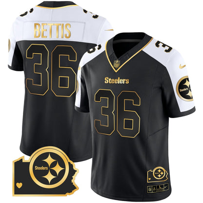 Steelers Home Patch Gold Vapor Jersey - All Stitched