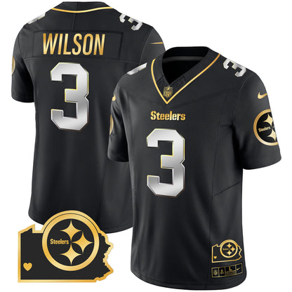 Steelers Home Patch Gold Vapor Jersey - All Stitched