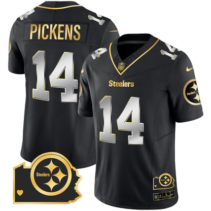 Steelers Home Patch Gold Vapor Jersey - All Stitched