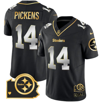 Steelers Home Patch Gold Vapor Jersey - All Stitched