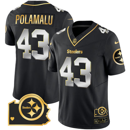 Steelers Home Patch Gold Vapor Jersey - All Stitched