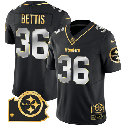 Steelers Home Patch Gold Vapor Jersey - All Stitched