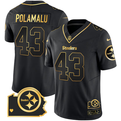 Steelers Home Patch Gold Vapor Jersey - All Stitched