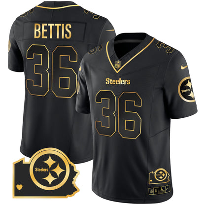 Steelers Home Patch Gold Vapor Jersey - All Stitched