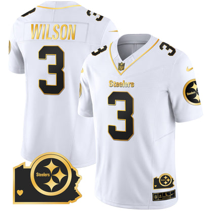 Steelers Home Patch Gold Vapor Jersey - All Stitched