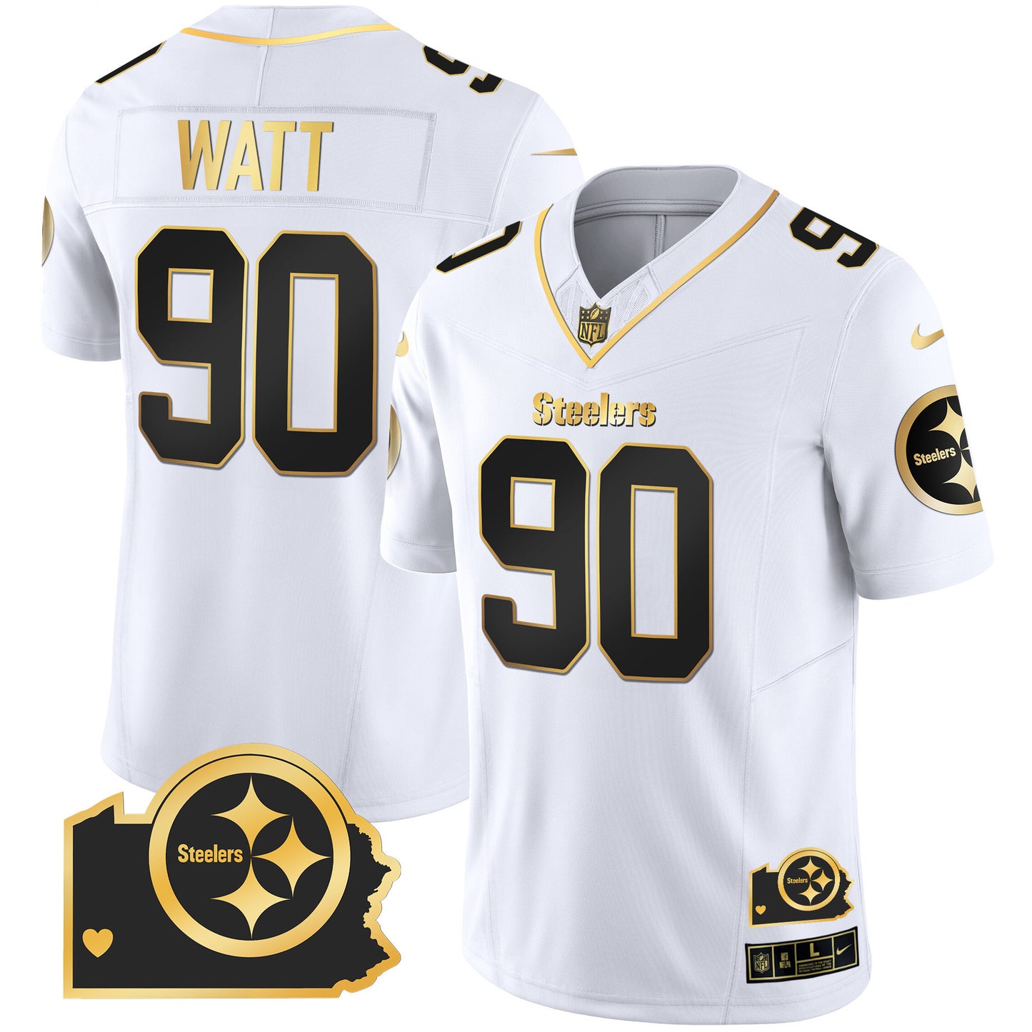 Steelers Home Patch Gold Vapor Jersey - All Stitched