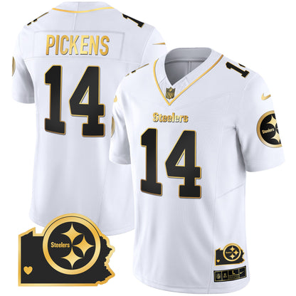 Steelers Home Patch Gold Vapor Jersey - All Stitched