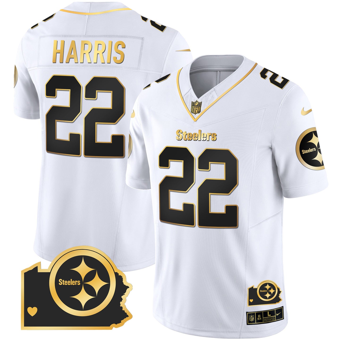 Steelers Home Patch Gold Vapor Jersey - All Stitched