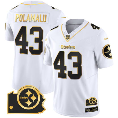 Steelers Home Patch Gold Vapor Jersey - All Stitched