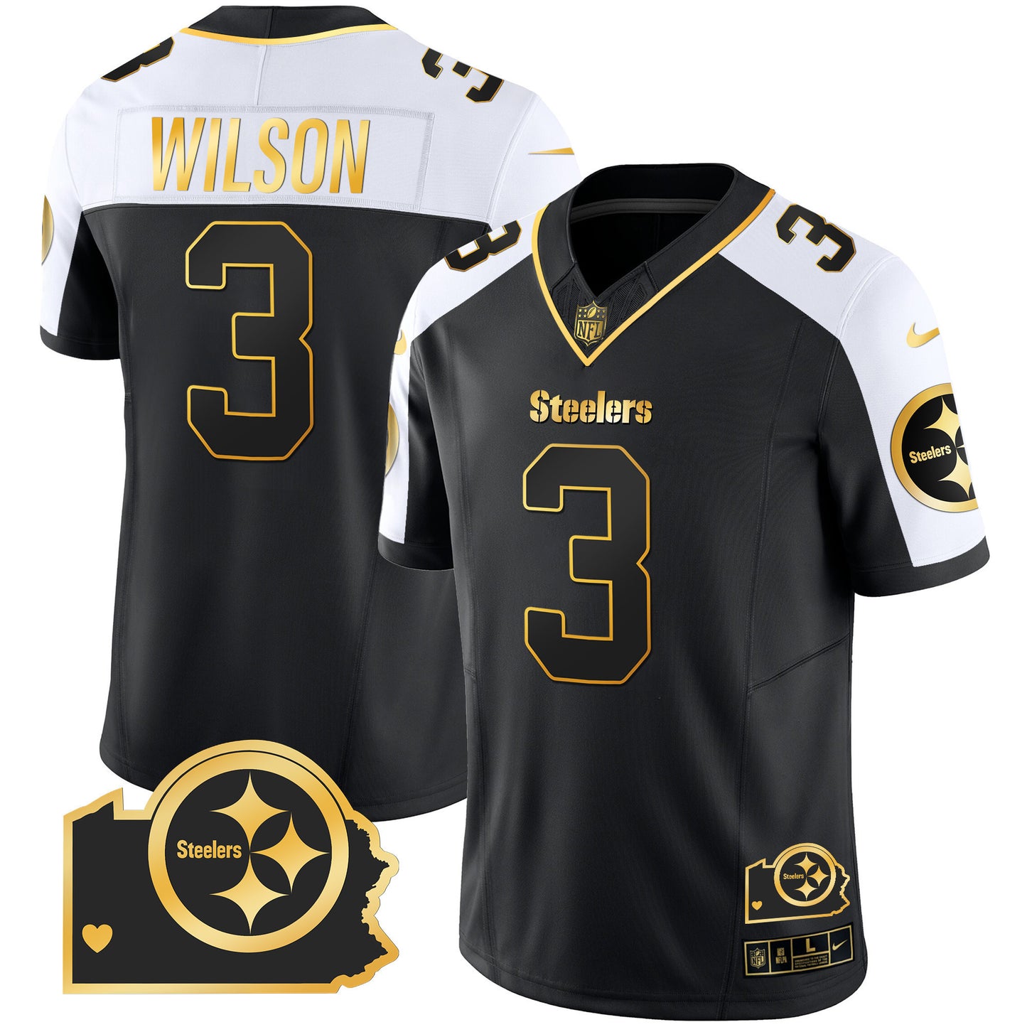 Steelers Home Patch Gold Vapor Jersey - All Stitched