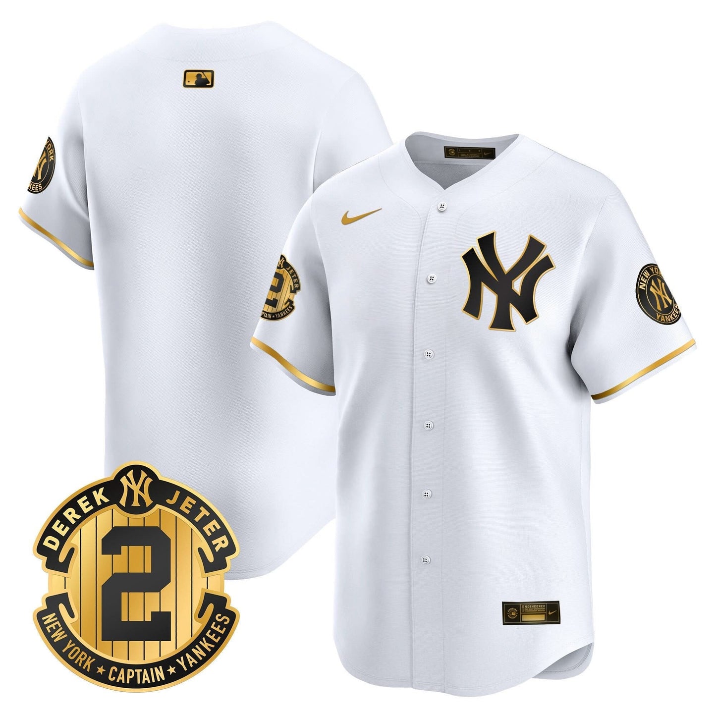 Men's Yankees Derek Jeter Patch Vapor Premier Limited Jersey - All Stitched