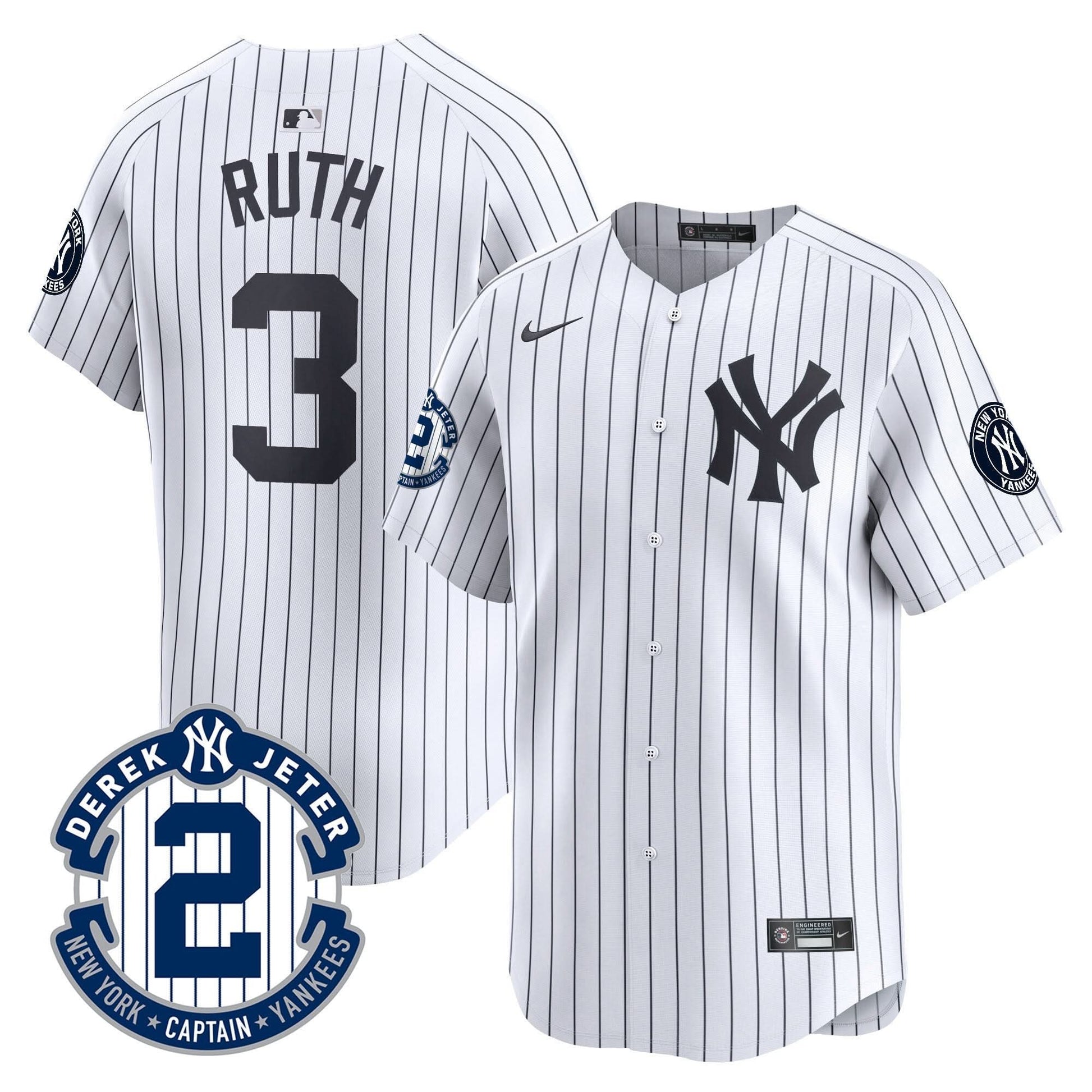 Men's Yankees Derek Jeter Patch Vapor Premier Limited Jersey - All Stitched