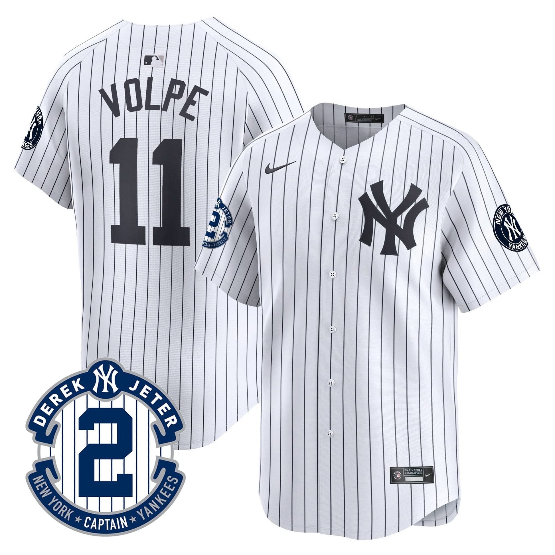 Men's Yankees Derek Jeter Patch Vapor Premier Limited Jersey - All Stitched