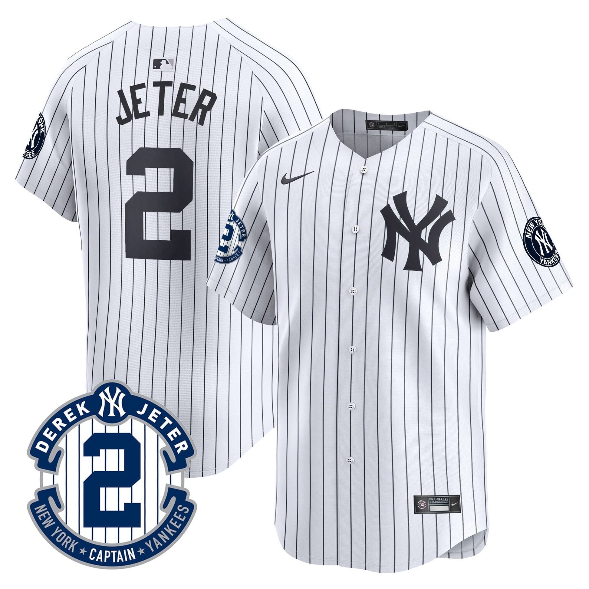 Men's Yankees Derek Jeter Patch Vapor Premier Limited Jersey - All Stitched