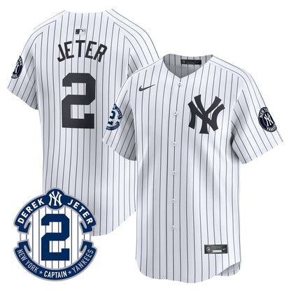Men's Yankees Derek Jeter Patch Vapor Premier Limited Jersey - All Stitched