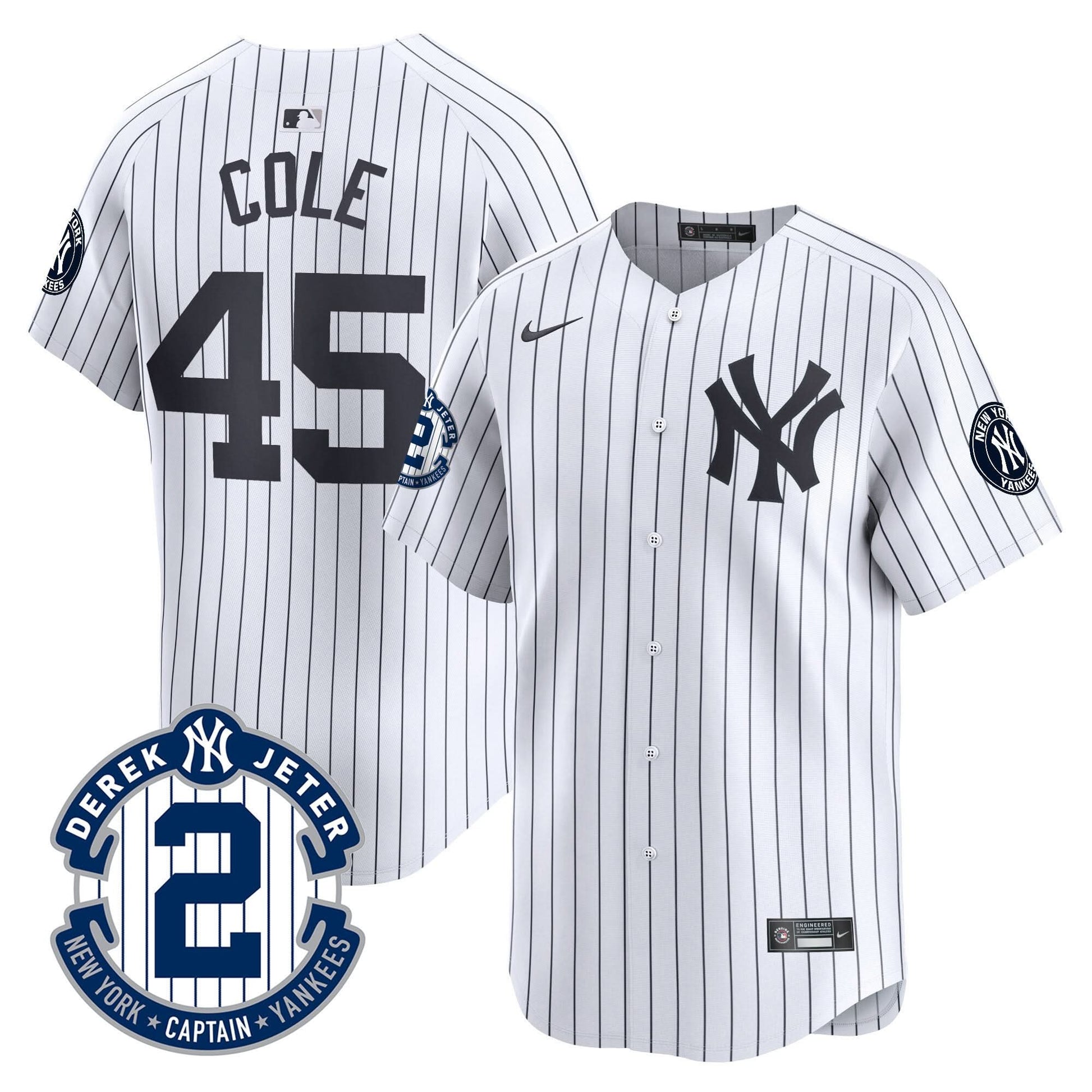 Men's Yankees Derek Jeter Patch Vapor Premier Limited Jersey - All Stitched