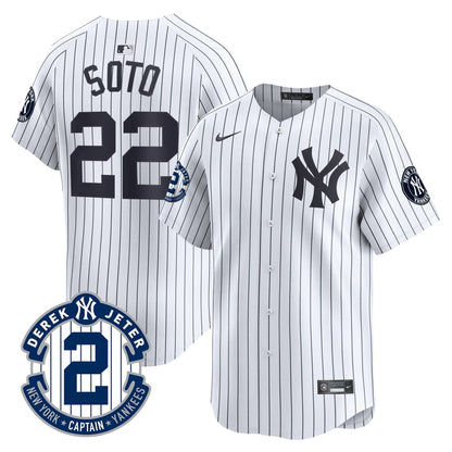 Men's Yankees Derek Jeter Patch Vapor Premier Limited Jersey - All Stitched