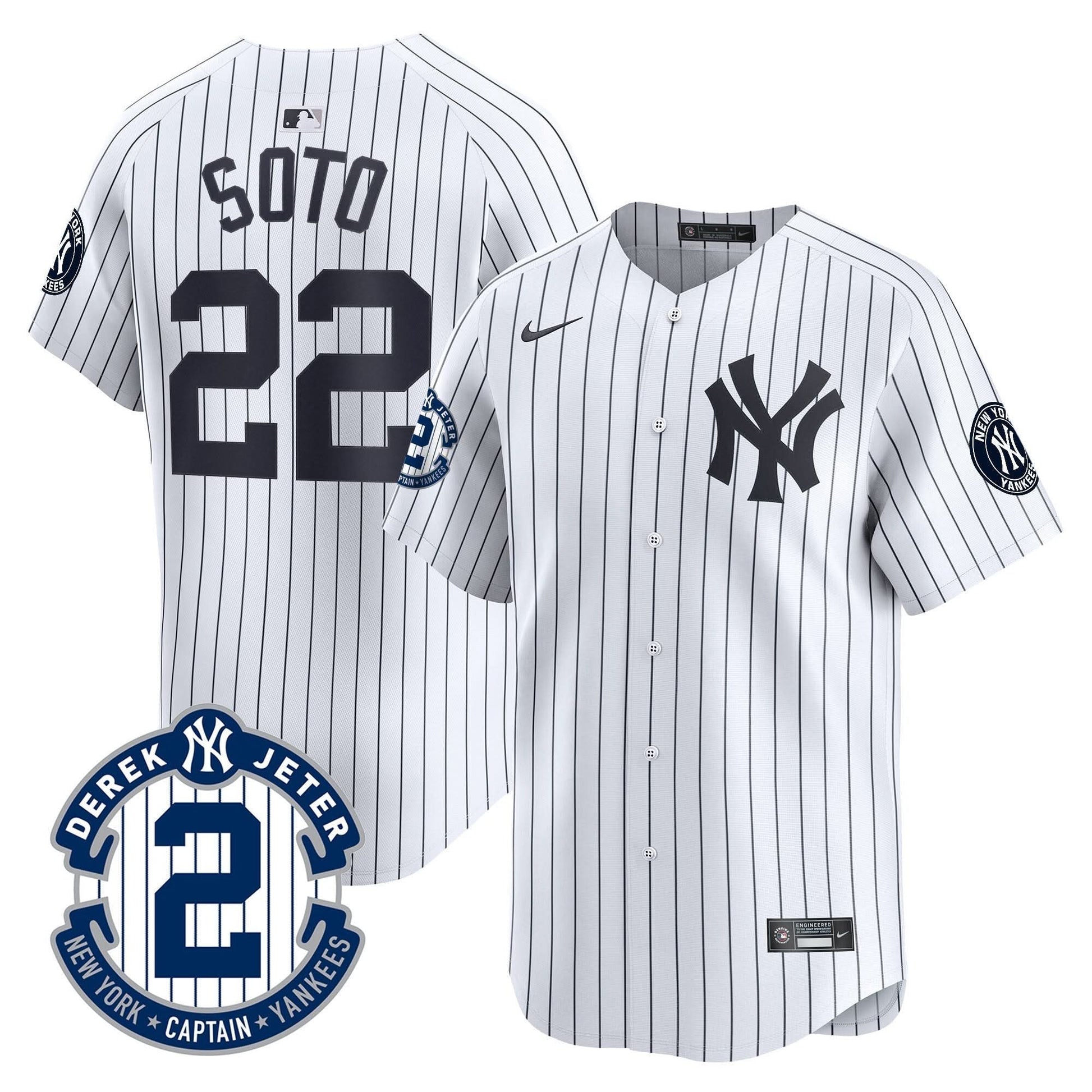 Men's Yankees Derek Jeter Patch Vapor Premier Limited Jersey - All Stitched