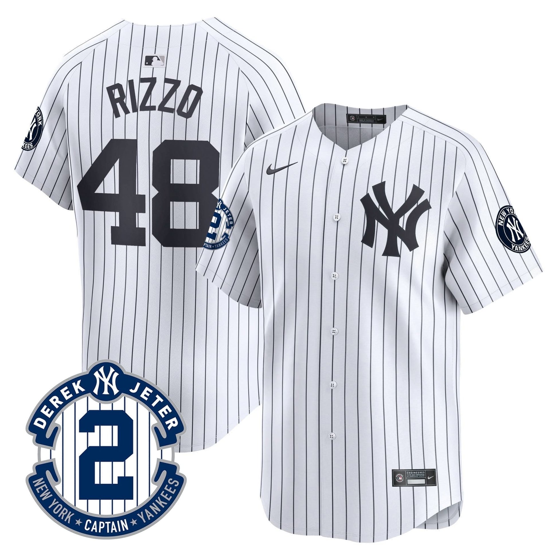 Men's Yankees Derek Jeter Patch Vapor Premier Limited Jersey - All Stitched