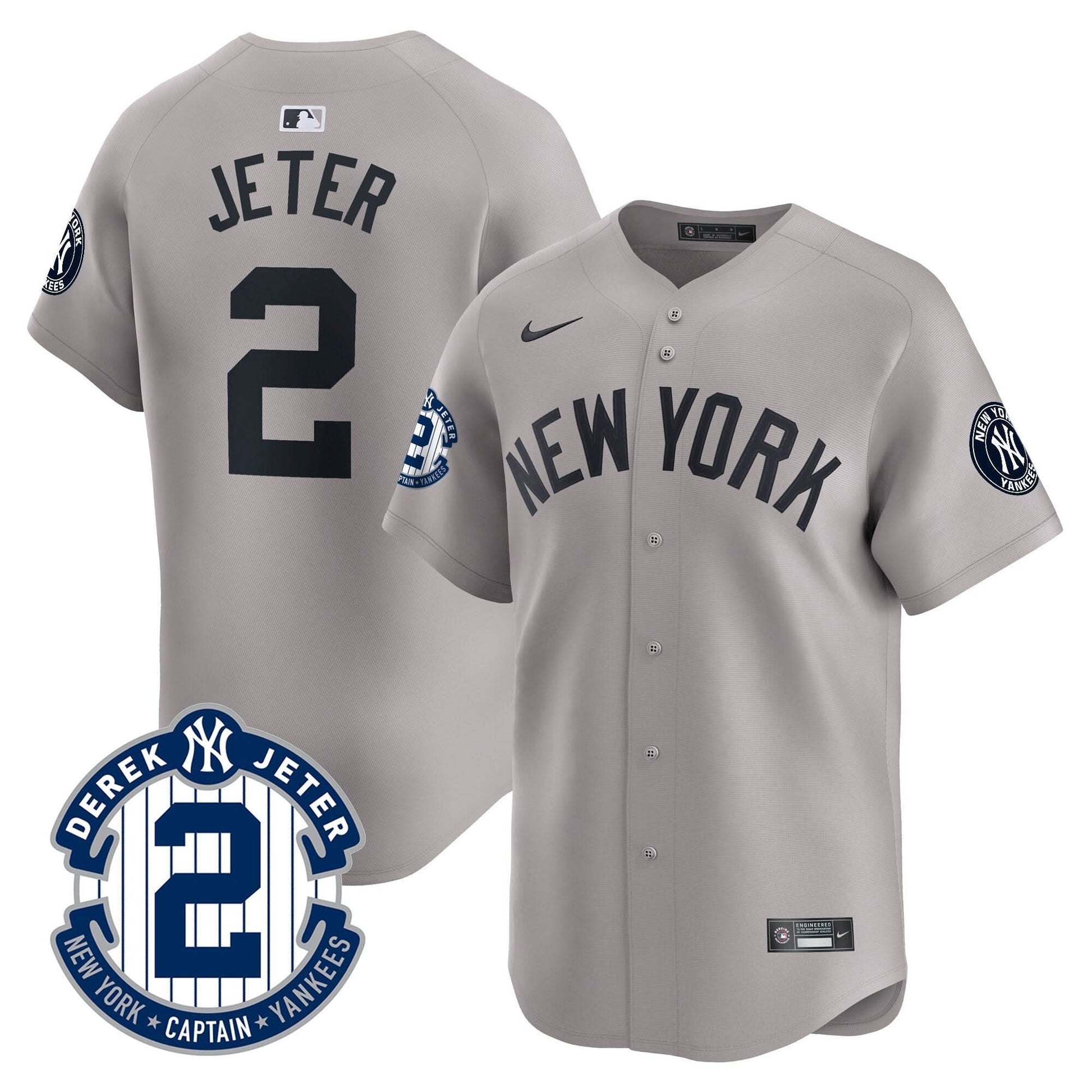 Men's Yankees Derek Jeter Patch Vapor Premier Limited Jersey - All Stitched