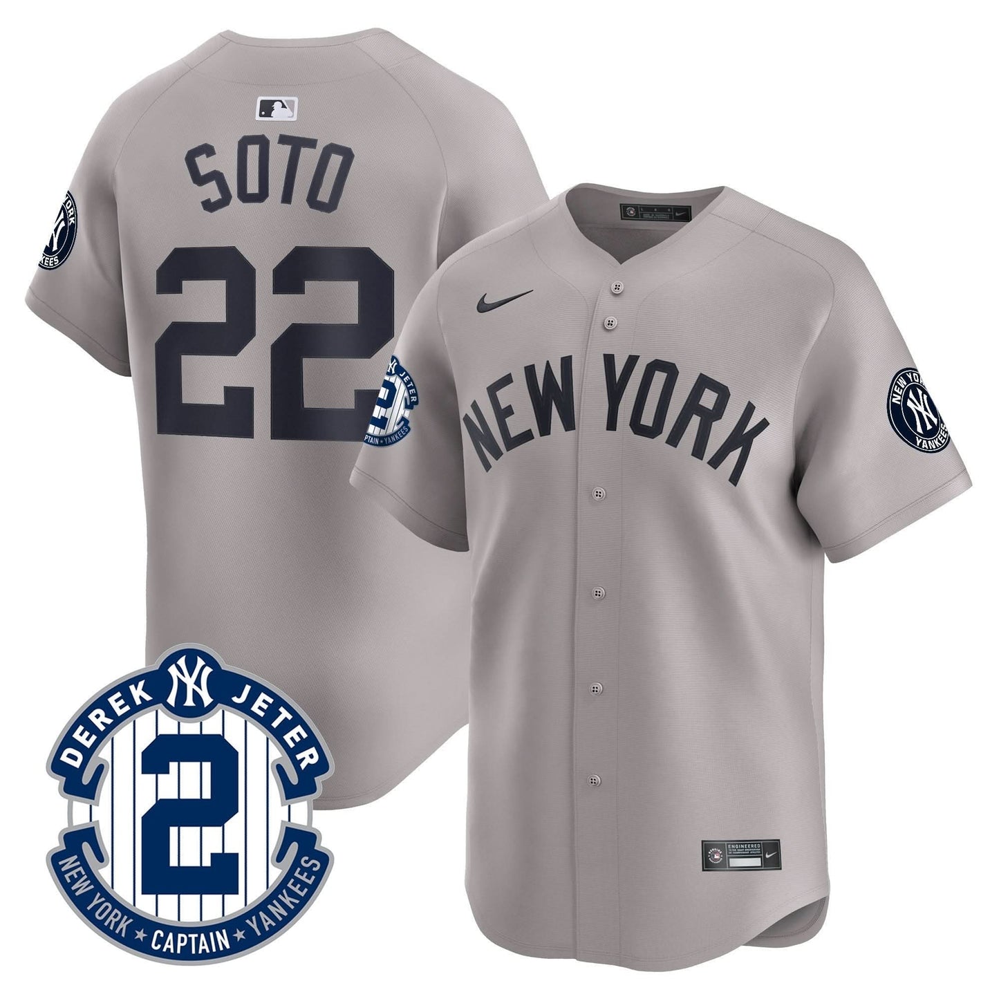 Men's Yankees Derek Jeter Patch Vapor Premier Limited Jersey - All Stitched