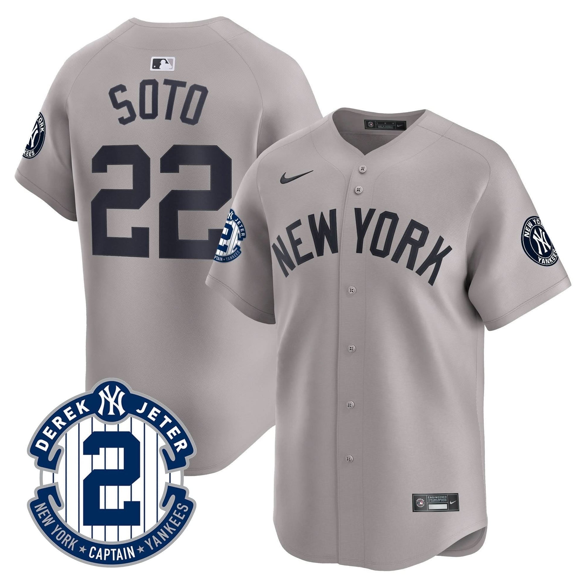 Men's Yankees Derek Jeter Patch Vapor Premier Limited Jersey - All Stitched