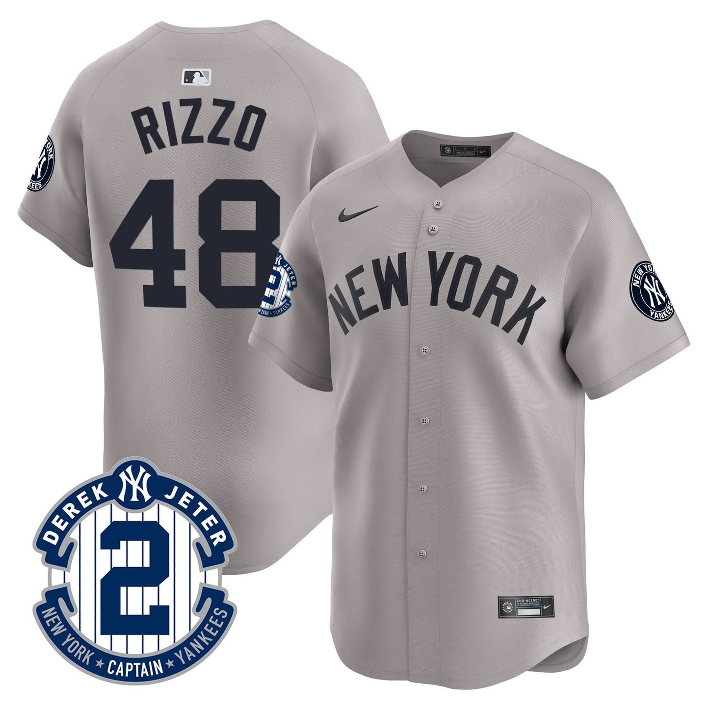 Men's Yankees Derek Jeter Patch Vapor Premier Limited Jersey - All Stitched