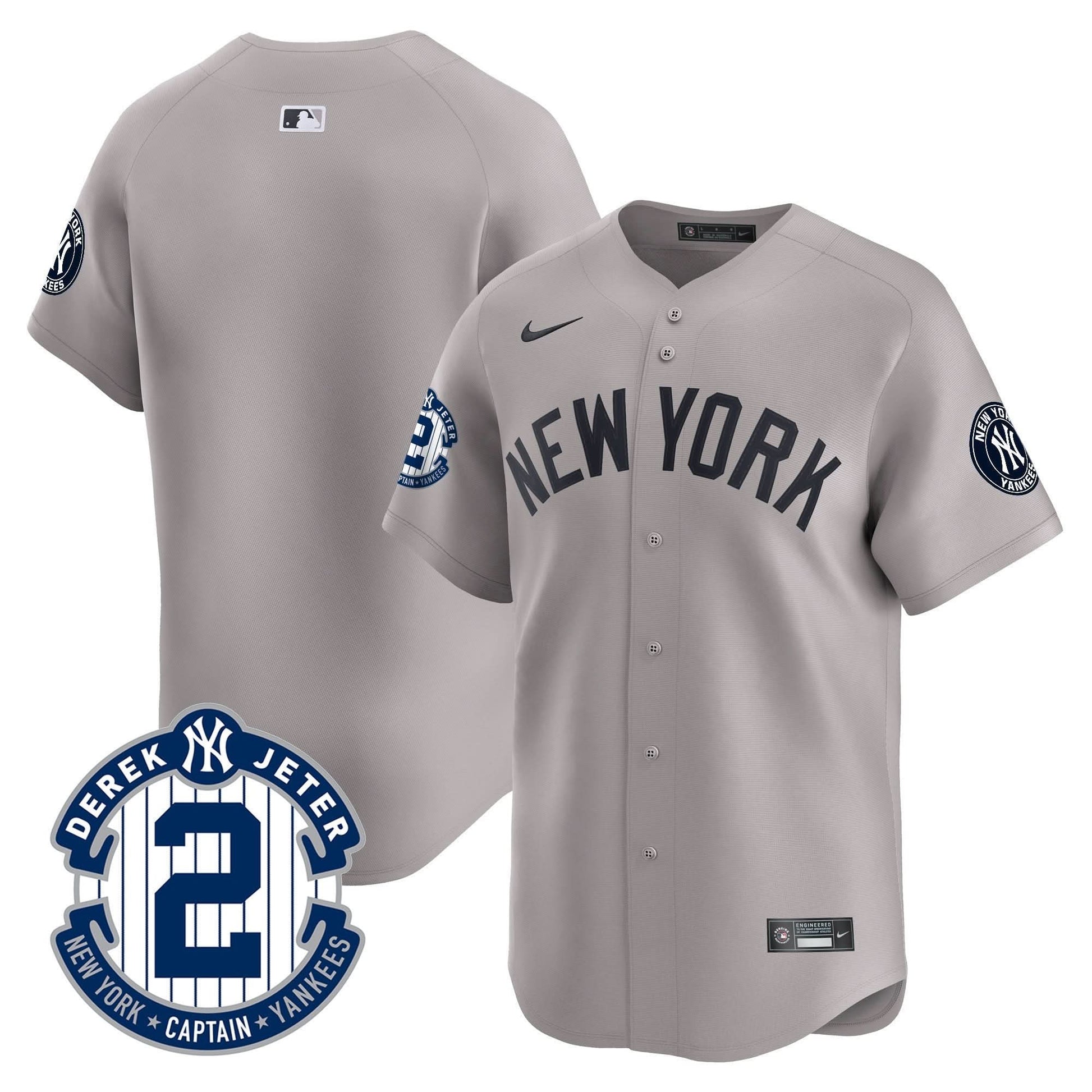 Men's Yankees Derek Jeter Patch Vapor Premier Limited Jersey - All Stitched