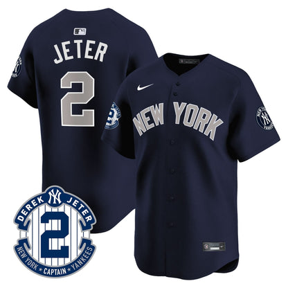 Men's Yankees Derek Jeter Patch Vapor Premier Limited Jersey - All Stitched