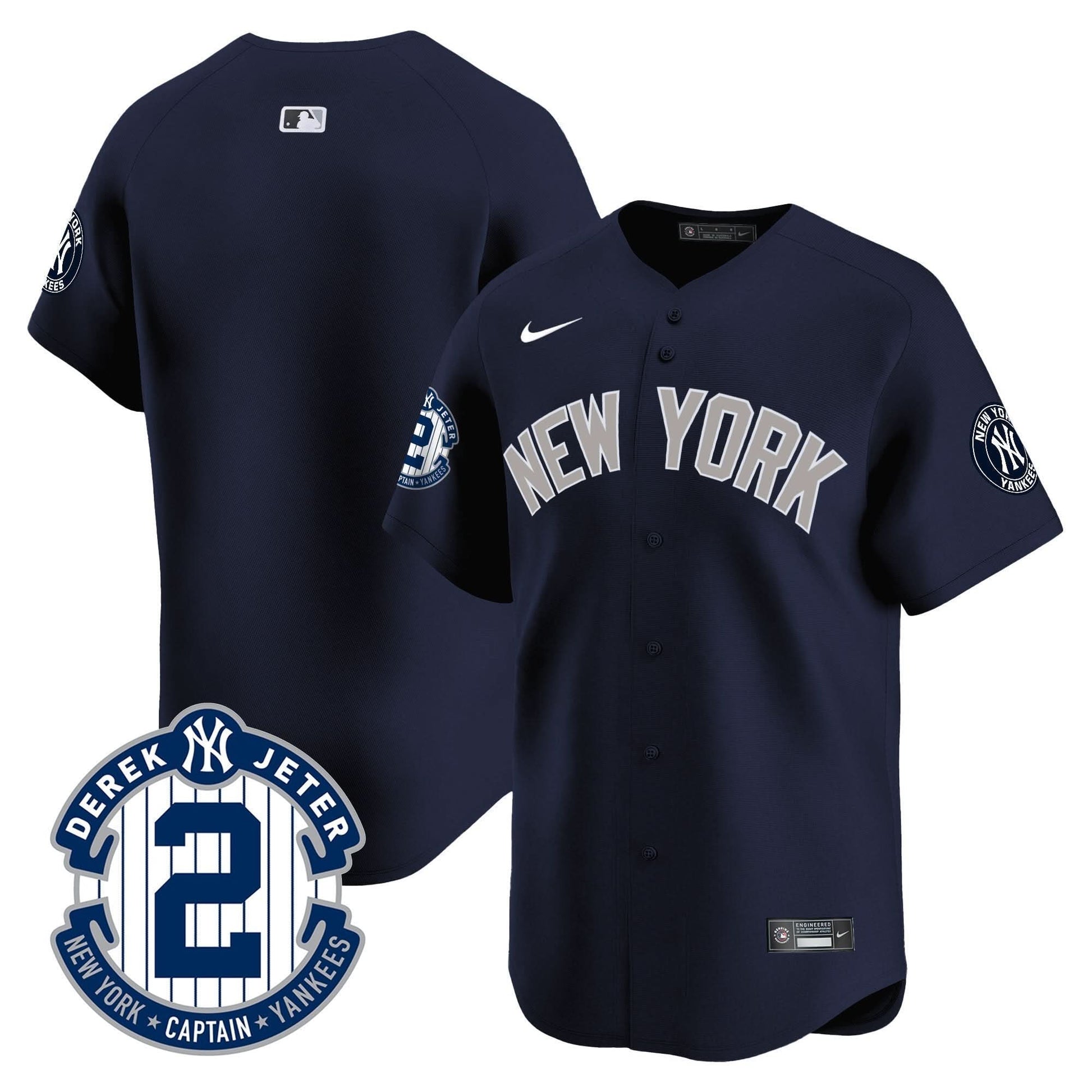Men's Yankees Derek Jeter Patch Vapor Premier Limited Jersey - All Stitched