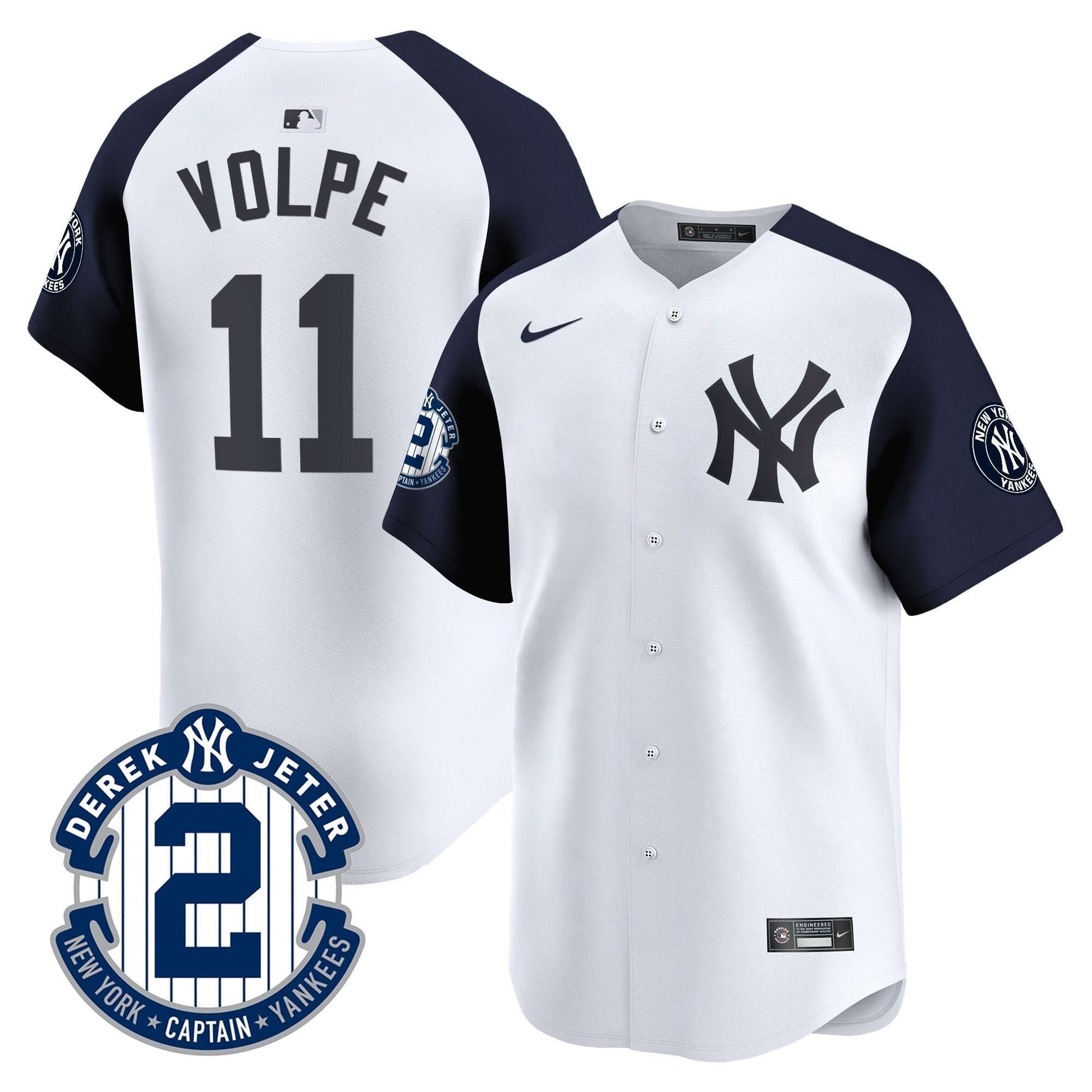 Men's Yankees Derek Jeter Patch Vapor Premier Limited Jersey - All Stitched