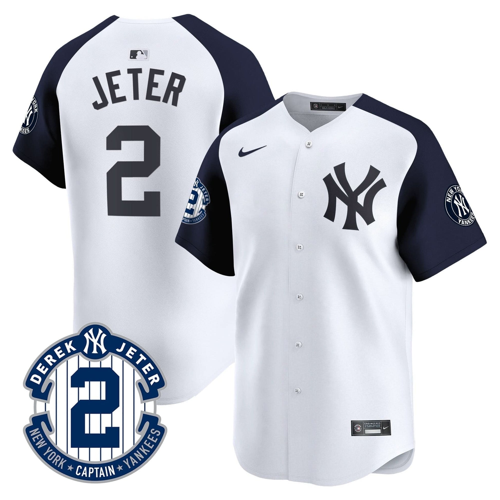 Men's Yankees Derek Jeter Patch Vapor Premier Limited Jersey - All Stitched