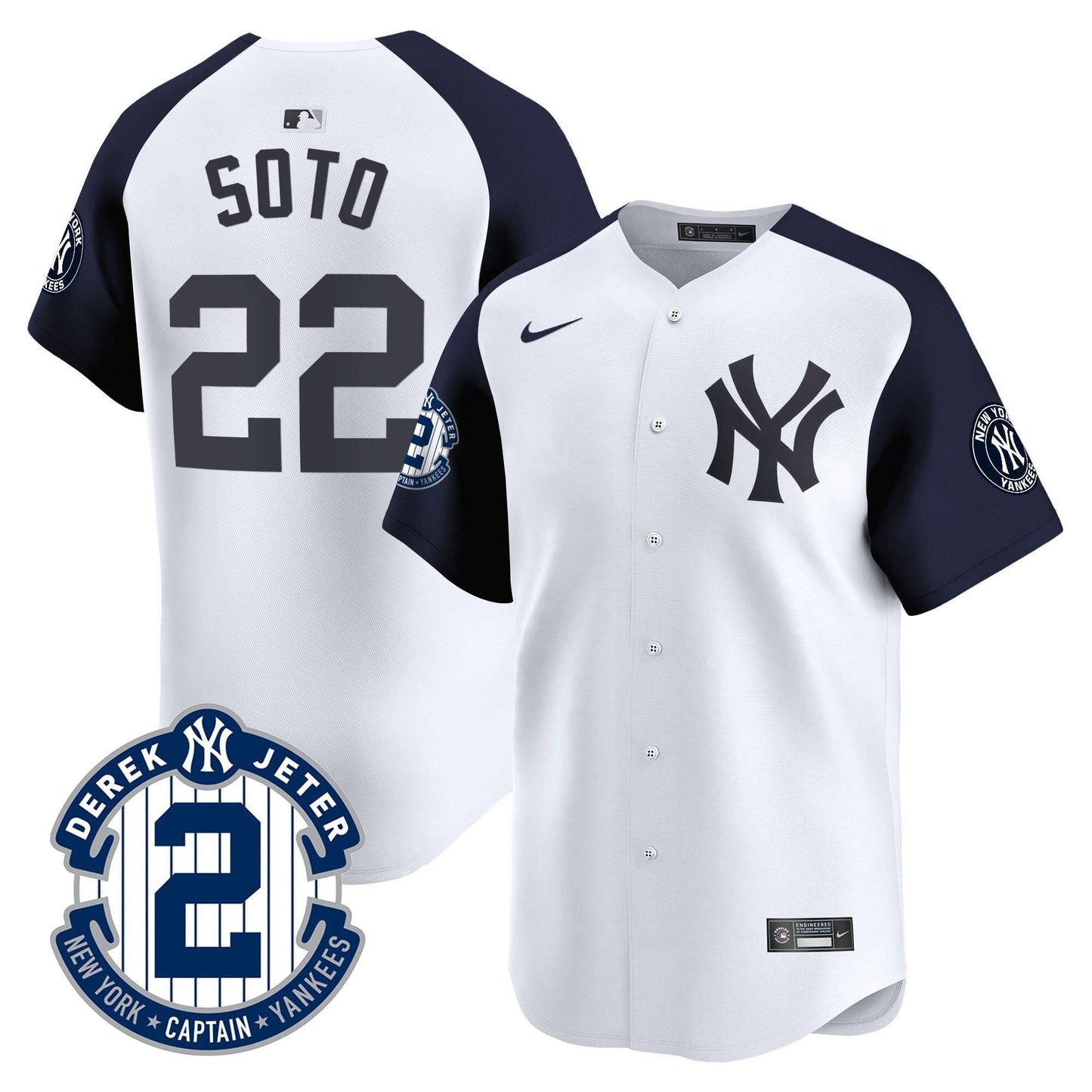 Men's Yankees Derek Jeter Patch Vapor Premier Limited Jersey - All Stitched