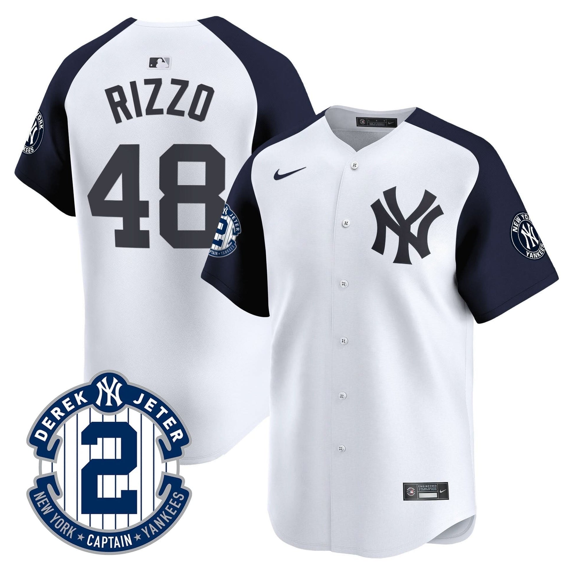 Men's Yankees Derek Jeter Patch Vapor Premier Limited Jersey - All Stitched